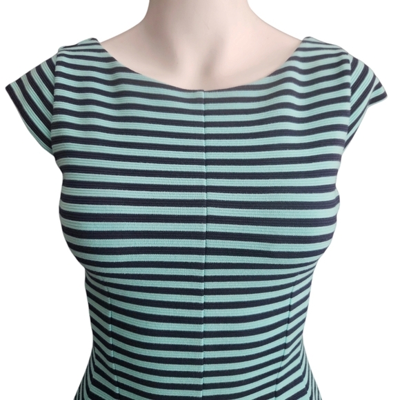 Lilly Pulitzer Briella Dress XS Teal/Navy Stripes Fit & Flare Coastal Preppy - Picture 3 of 14